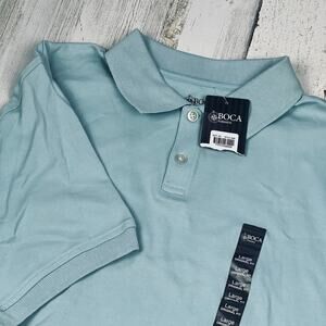 NWT Boca Classics Light Blue Cotton‎ Polo Short Sleeve | Mens Large
